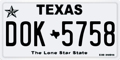 TX license plate DOK5758