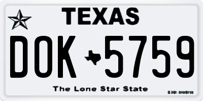 TX license plate DOK5759