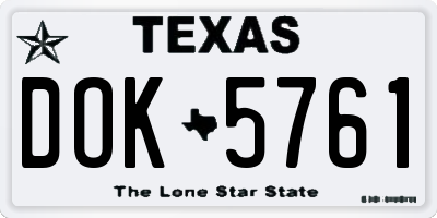 TX license plate DOK5761