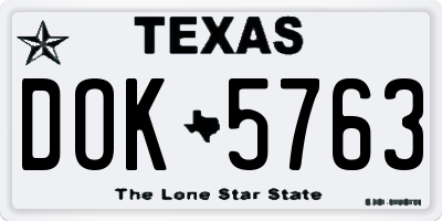 TX license plate DOK5763