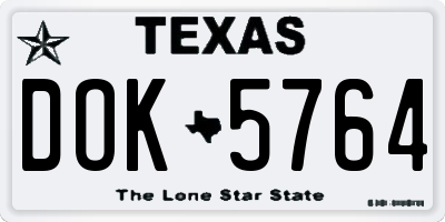 TX license plate DOK5764