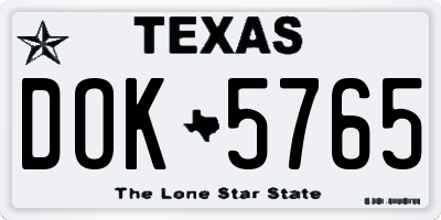 TX license plate DOK5765