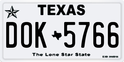 TX license plate DOK5766
