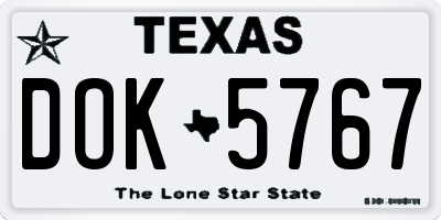 TX license plate DOK5767