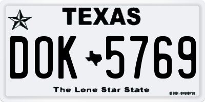 TX license plate DOK5769