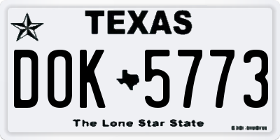 TX license plate DOK5773