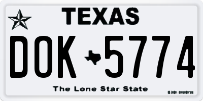 TX license plate DOK5774