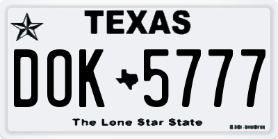 TX license plate DOK5777