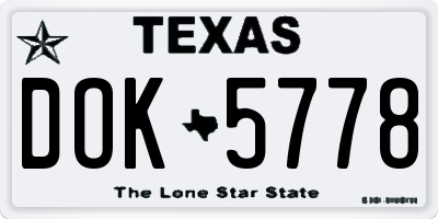 TX license plate DOK5778