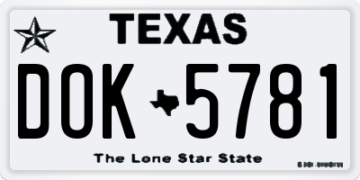TX license plate DOK5781