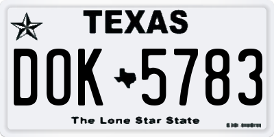 TX license plate DOK5783