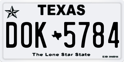 TX license plate DOK5784