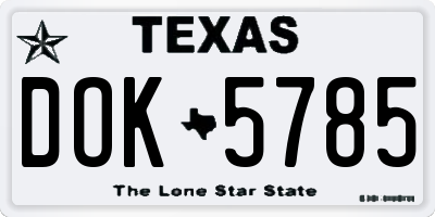 TX license plate DOK5785