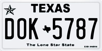TX license plate DOK5787