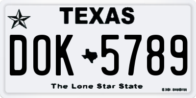 TX license plate DOK5789