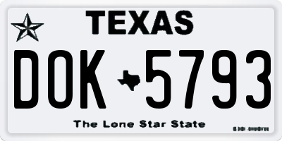 TX license plate DOK5793
