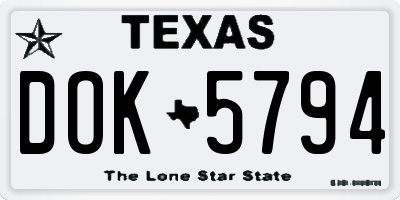 TX license plate DOK5794