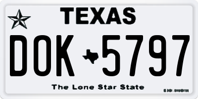 TX license plate DOK5797