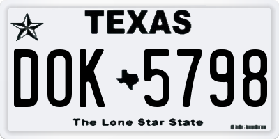TX license plate DOK5798