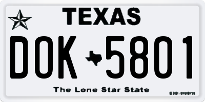 TX license plate DOK5801