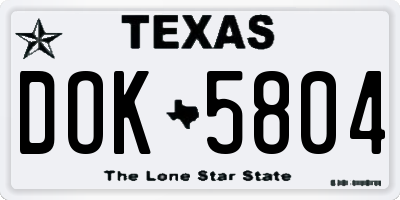 TX license plate DOK5804