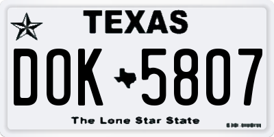 TX license plate DOK5807