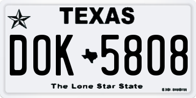 TX license plate DOK5808