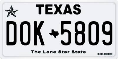 TX license plate DOK5809