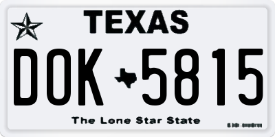 TX license plate DOK5815
