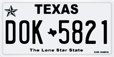 TX license plate DOK5821