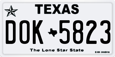 TX license plate DOK5823