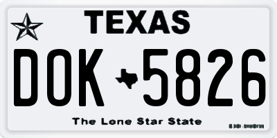 TX license plate DOK5826