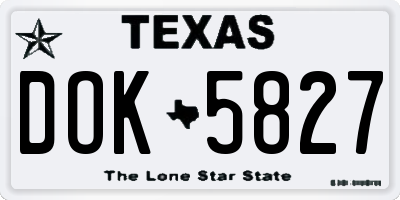 TX license plate DOK5827