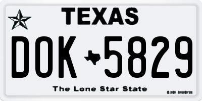 TX license plate DOK5829