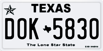 TX license plate DOK5830