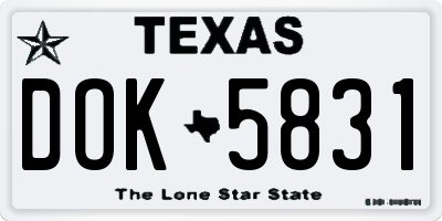 TX license plate DOK5831