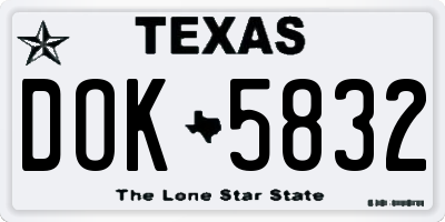 TX license plate DOK5832