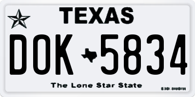 TX license plate DOK5834