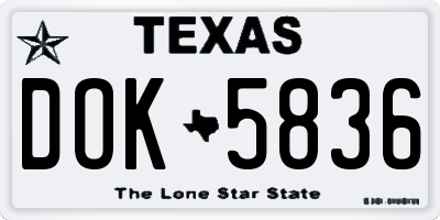 TX license plate DOK5836