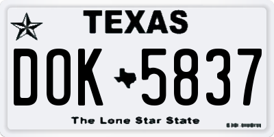 TX license plate DOK5837