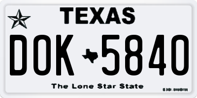 TX license plate DOK5840