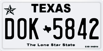 TX license plate DOK5842