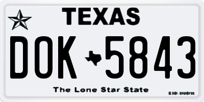 TX license plate DOK5843