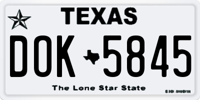 TX license plate DOK5845