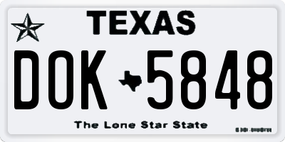 TX license plate DOK5848