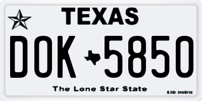 TX license plate DOK5850