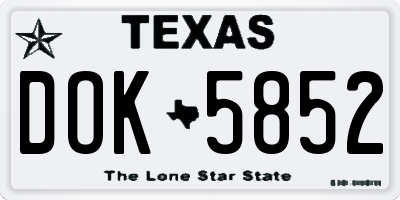 TX license plate DOK5852