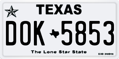 TX license plate DOK5853