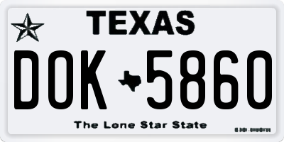 TX license plate DOK5860