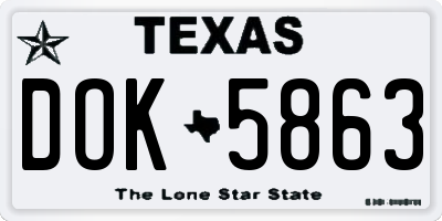 TX license plate DOK5863